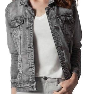 Buffalo Womens Knit Stretch Denim Jean Jacket Gray